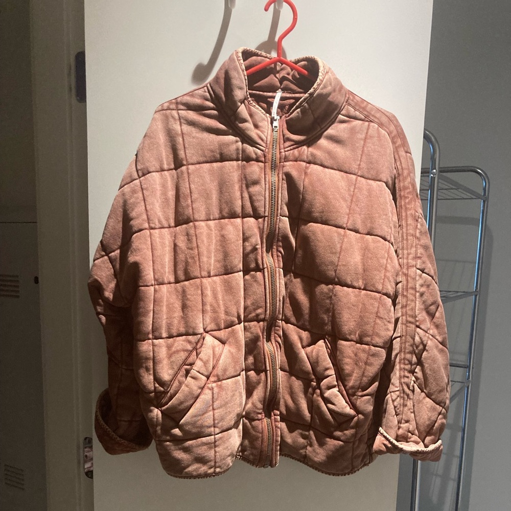 Free People Dolman Quilted Jacket in cherry coke colour - excellent condition